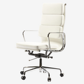 Eames Style Soft Pad Office Chair EA 219 - Comfortable High Back | White Leather